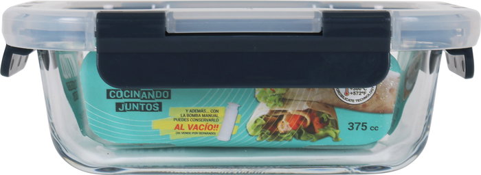 Quttin Fiambrera Rectangular con Tapa Vacío 16 x 12 cm 375 cc (12 Unidades)