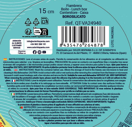 Quttin Fiambrera Redonda con Tapa Vacío ø15x6.2 cm 400 cc (12 Unidades)