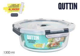 Quttin Fiambrera Redonda con Tapa al Vacío 20.5 cm 1.3 L (6 Unidades)