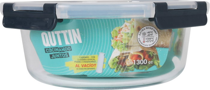Quttin Fiambrera con Tapa, 1.3L, 20 x 20 x 8.5 cm (6 Unidades)