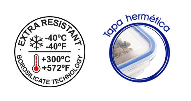 Quttin Fiambrera Extra Rectangular 36 x 24.8 x 8.1 cm sin Válvula 3.7 L (4 Unidades)