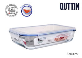 Quttin Fiambrera Extra Rectangular 36 x 24.8 x 8.1 cm sin Válvula 3.7 L (4 Unidades)