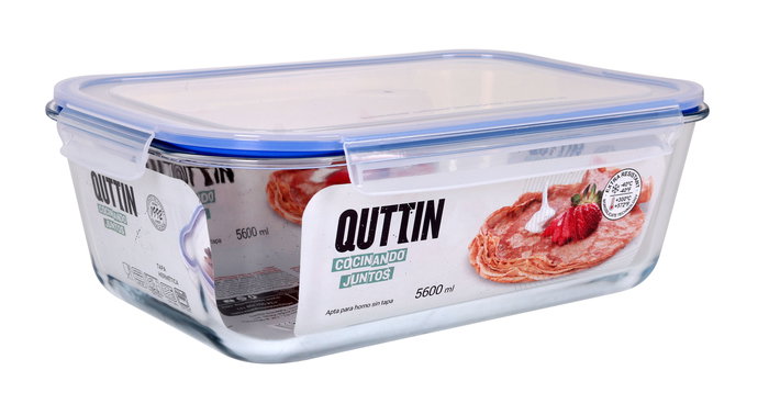 Quttin Fiambrera Extra Rectangular 36 x 25.8 x 11.9 cm / 5.6 Litros, Sin Válvula (4 Unidades)