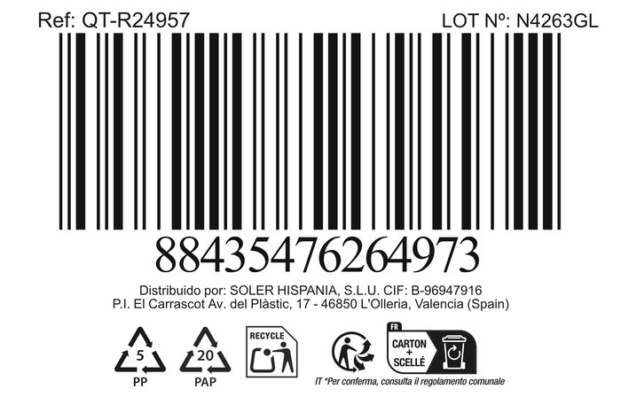 Quttin Fiambrera Extra Rectangular 36 x 25.8 x 11.9 cm / 5.6 Litros, Sin Válvula (4 Unidades)