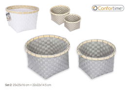 Confortime Set 2 Cestas de Ordenación PP Redondas 25x25x16 cm y 26x26x17 cm (6 Unidades)