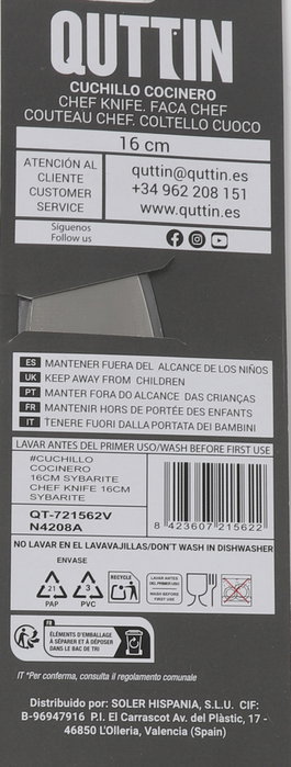 Quttin Cuchillo Cocinero 16cm New Classic