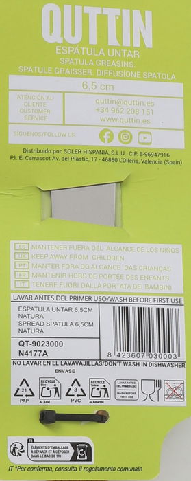 Quttin Cuchillo Untar 6.5 cm "Natura" (60 Unidades)