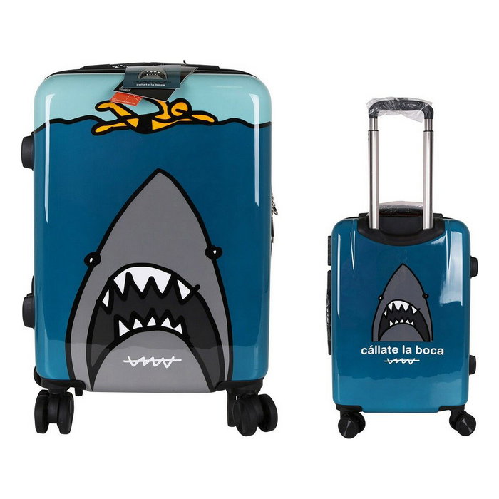 Maleta de Cabina Cállate la Boca Jaws Azul 39 x 22 x 57 cm Maleta de Cabina Cállate la Boca Jaws Azul 39 x 22 x 57 cm