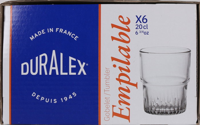 Duralex Set 6 Vasos Transparente 20 cl Apilable (12 Cajas)