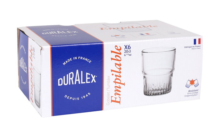 Duralex Set 6 Vasos Transparente 20 cl Apilable (12 Cajas)