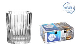 Duralex Set 6 Vasos Transparente Manhattan, 22 cl (8.3 cm de diámetro x 8.5 cm de altura), 7.3 cm de base (12 Cajas)