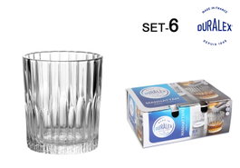 Duralex Set 6 Vasos Transparente Manhattan, 22 cl (8.3 cm de diámetro x 8.5 cm de altura), 7.3 cm de base (12 Cajas)