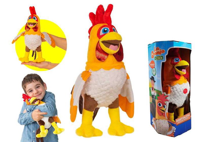 Bandai Peluche Musical Gallo Bartolito La Granja De Zenón 13x17x34 Cm Con Luces Y Sonidos