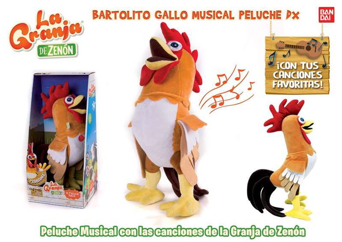 Bandai Peluche Musical Gallo Bartolito La Granja De Zenón 13x17x34 Cm Con Luces Y Sonidos