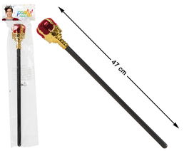 Varita Real Roja Con Detalles Dorados 47cm Accesorio Temática Edad Media Elegante Para Disfraces De Rey O Príncipe