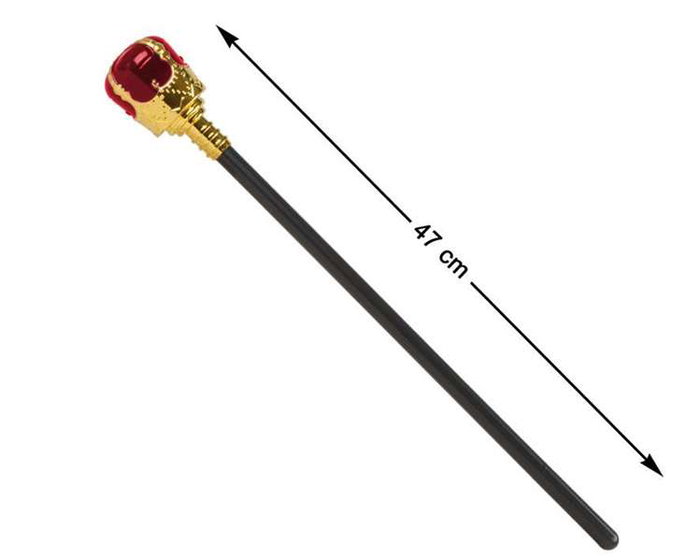 Atosa Varita Real De Rey Roja Con Detalles Dorados - Cetro Accesorio para Disfraz Medieval Adulto, 47 cm