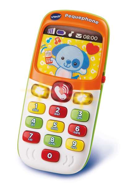 VTech Pequephone - Teléfono bilingüe español/inglés para bebés de 12-36 meses con luces, sonidos, 8 melodías y 2 canciones, 14.8x10.6x7.5 cm VTech Pequephone - Teléfono bilingüe español/inglés para bebés de 12-36 meses con luces, sonidos, 8 melodías y 2 canciones, 14.8x10.6x7.5 cm
