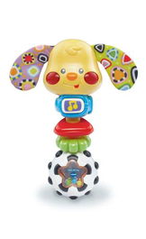 VTech Sonajero Perrito Toby con Luces, Música y Diferentes Texturas para Bebés 0-24 Meses, Juguete Educativo con Pilas Incluidas, 18x13.5x5 cm
