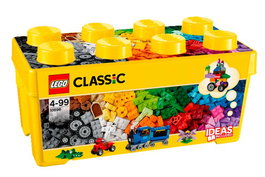 LEGO Classic Caja De Ladrillos Creativos Mediana 10696 Set de Construcción con 35 Colores, Ventanas, Ojos y Ruedas para Niños +4 Años en Español