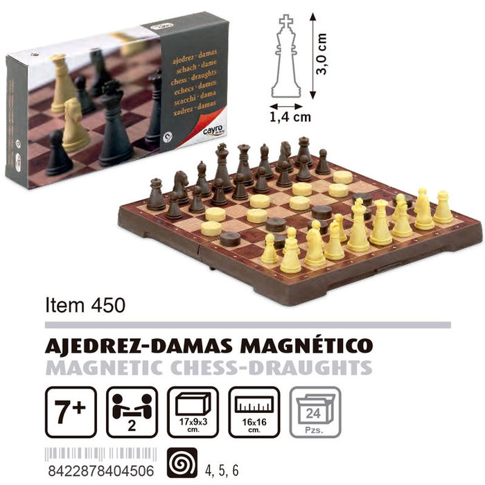 Cayro Juego de Ajedrez y Damas Magnético 16x16 cm Cayro Juego de Ajedrez y Damas Magnético 16x16 cm