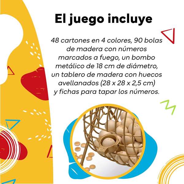 Cayro Bingo de Madera y Metal con Cartones 26x24x33 cm, Edad Mínima 3 Años
