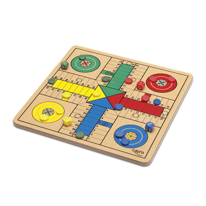 Cayro Juego de Parchís y la Oca de madera en caja de metal