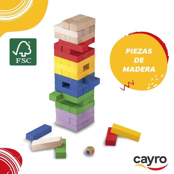Cayro Juego block a block colores de madera 8x30x8 cm