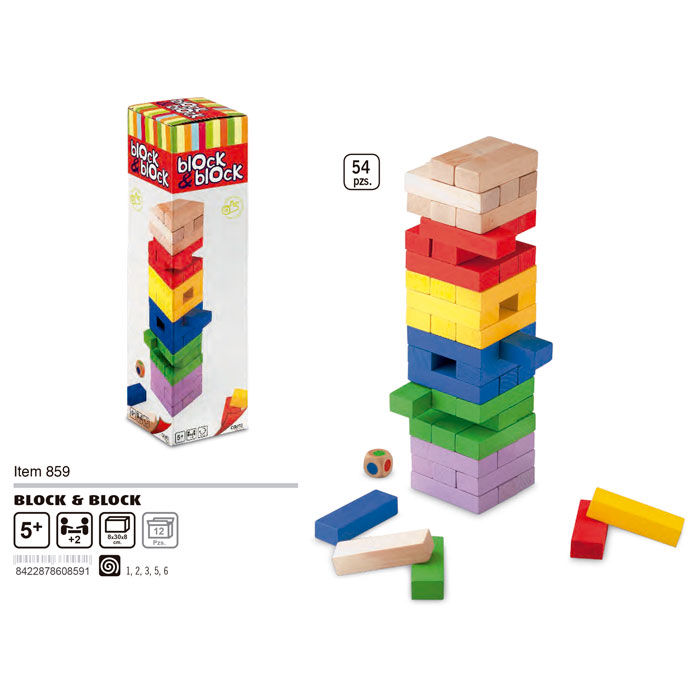 Cayro Juego Block a Block Colores de Madera 54pz