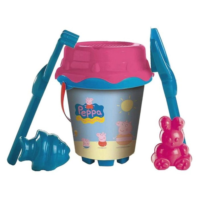 Unice Cubo de Playa Castillo Peppa Pig con Cedazo, Pala, Rastrillo y Moldes, Multicolor, 18 cm Unice Cubo de Playa Castillo Peppa Pig con Cedazo, Pala, Rastrillo y Moldes, Multicolor, 18 cm