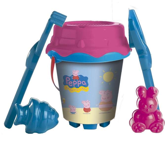 Unice Cubo de Playa Castillo Peppa Pig con Cedazo, Pala, Rastrillo y Moldes, Multicolor, 18 cm Unice Cubo de Playa Castillo Peppa Pig con Cedazo, Pala, Rastrillo y Moldes, Multicolor, 18 cm