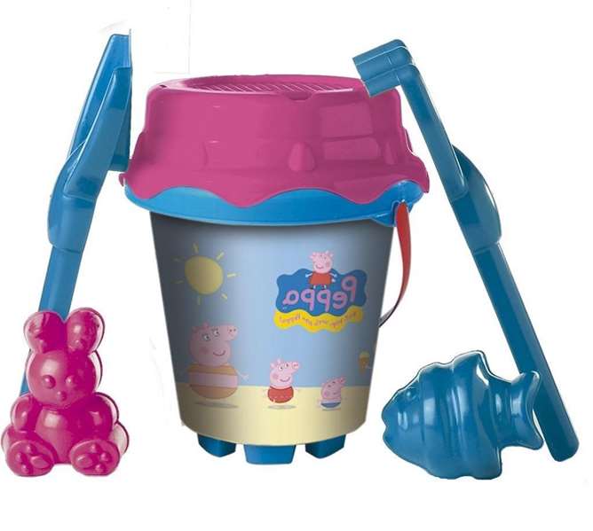 Unice Cubo de Playa Castillo Peppa Pig con Cedazo, Pala, Rastrillo y Moldes, Multicolor, 18 cm Unice Cubo de Playa Castillo Peppa Pig con Cedazo, Pala, Rastrillo y Moldes, Multicolor, 18 cm