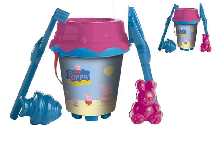 Unice Cubo de Playa Castillo Peppa Pig con Cedazo, Pala, Rastrillo y Moldes, Multicolor, 18 cm Unice Cubo de Playa Castillo Peppa Pig con Cedazo, Pala, Rastrillo y Moldes, Multicolor, 18 cm