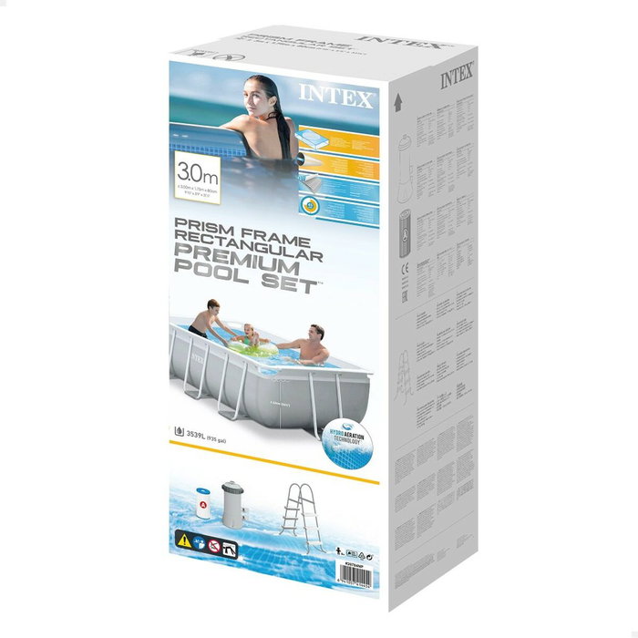 Intex Piscina Rectangular Desmontable Prism Frame con Depuradora y Escalera 300x175x80cm
