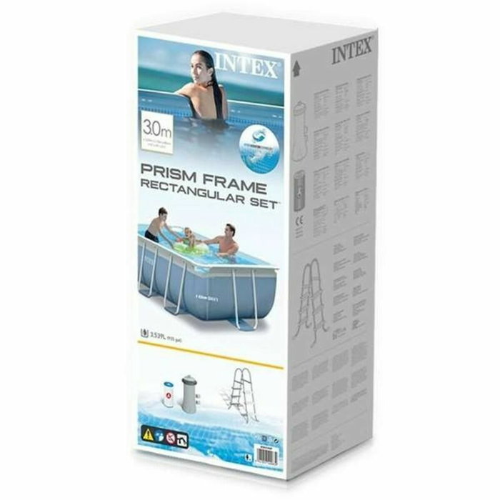 Intex Piscina Rectangular Desmontable Prism Frame con Depuradora y Escalera 300x175x80cm