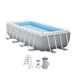 Intex Piscina Rectangular Desmontable Prism Frame 400x200x100cm con Depuradora y Escalera (6836 Litros, +6 años)