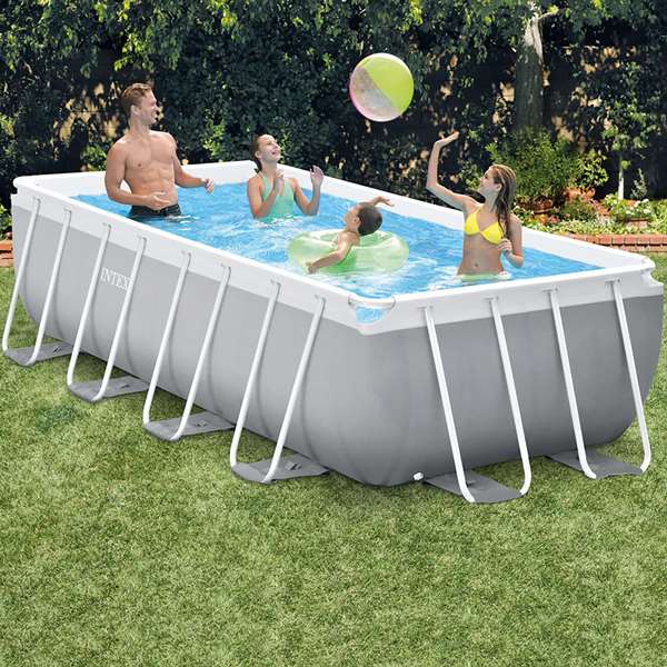Intex Piscina Rectangular Desmontable Prism Frame 400x200x100cm con Depuradora y Escalera (6836 Litros, +6 años)