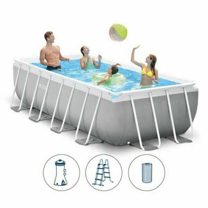 Intex Piscina Rectangular Prism Frame 400 x 200 x 100 cm con Depuradora y Escalera Intex Piscina Rectangular Prism Frame 400 x 200 x 100 cm con Depuradora y Escalera