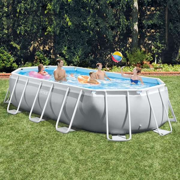Intex Piscina Ovalada Desmontable Prism Frame 503x274x122 cm con Depuradora, Escalera, Cobertor y Tapiz (13365 Litros)