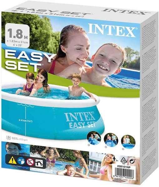 Intex Piscina Hinchable Easy Set Redonda 183x51 cm Capacidad 886 Litros +3 Años