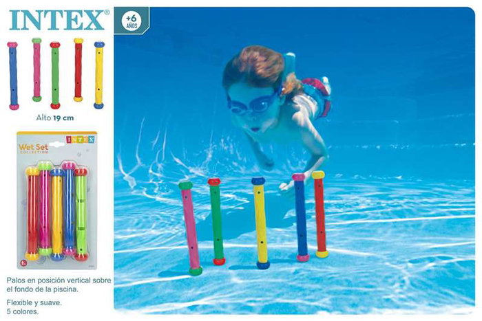 Intex Fun Sticks - Juego de Juguetes Acuáticos para Niños (PVC, +36 meses, 5 Piezas en Blister)