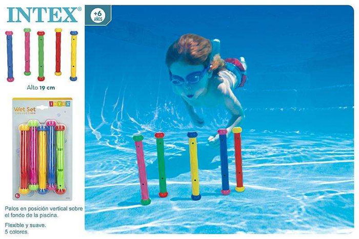 Intex Fun Sticks - Juego de Juguetes Acuáticos para Niños (PVC, +36 meses, 5 Piezas en Blister)