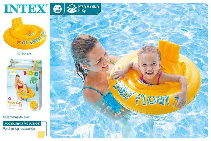Intex Boya Hinchable Baby Float Briefs Piscina Bebé 70cm 6 Meses hasta 11 Kg 4 Cámaras de Aire