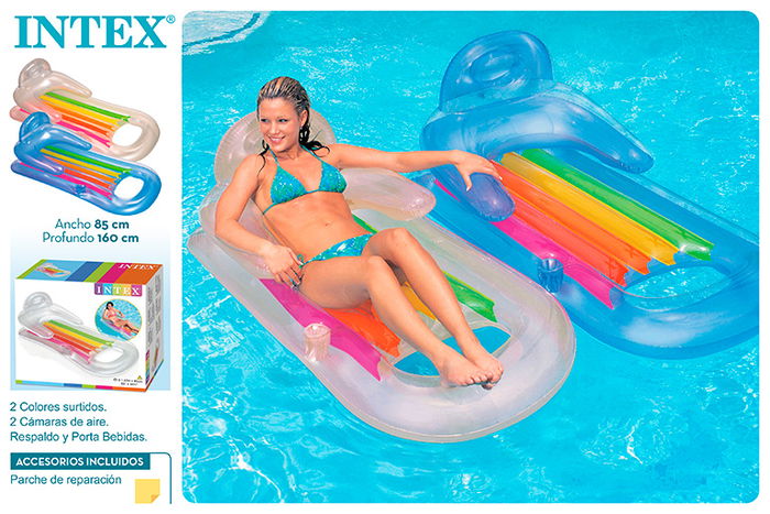 Intex Colchoneta Sillón para Bronceado 58802Eu - 1.6m x 85cm, Cómodo y Práctico para Piscina o Playa Intex Colchoneta Sillón para Bronceado 58802Eu - 1.6m x 85cm, Cómodo y Práctico para Piscina o Playa
