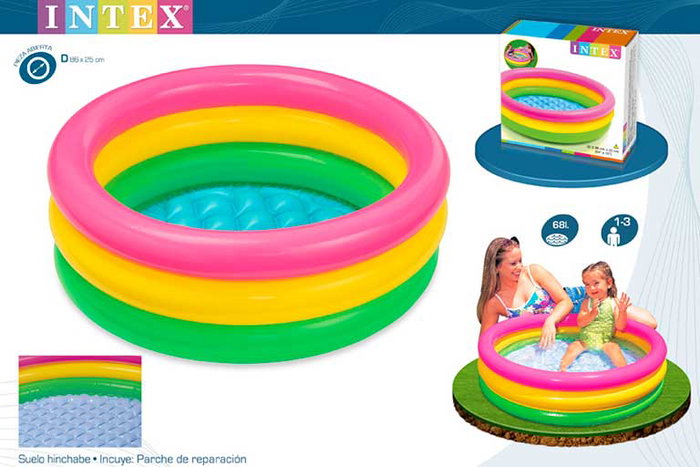 Intex Piscina Hinchable Sunset de 3 Aros con Suelo Hinchable