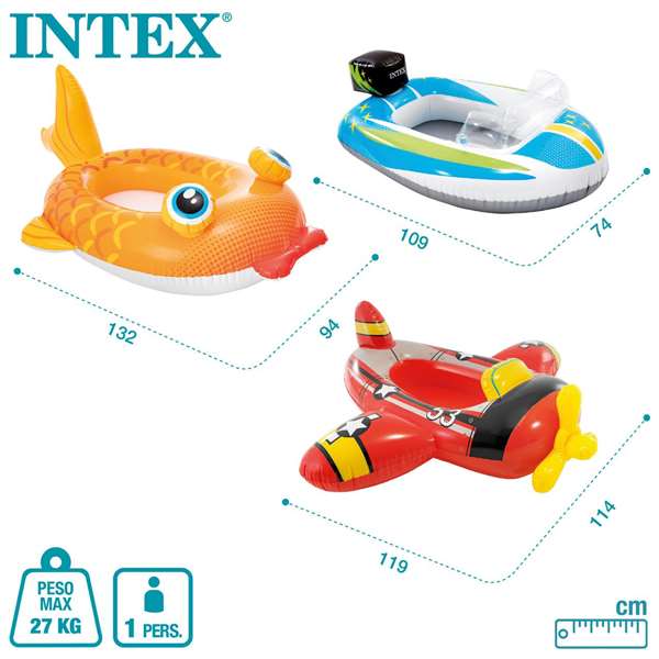 Intex Barca hinchable para niños 3-6 años - Modelos: Abeja 112x99 cm, Avion 119x114 cm, Nutria 107x76 cm - Surtidos