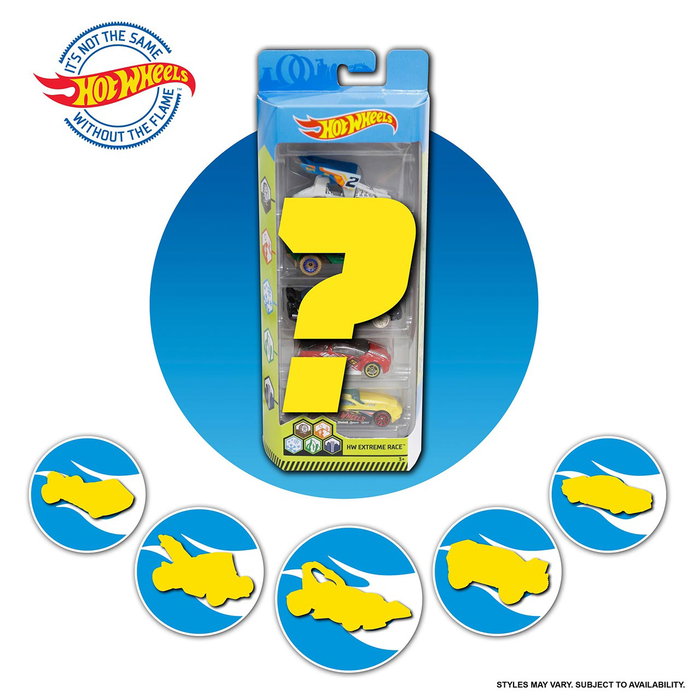 Hot Wheels Pack de 5 Vehículos 1806 - Coches Metálicos a Escala 1/64 para Colección y Pistas
