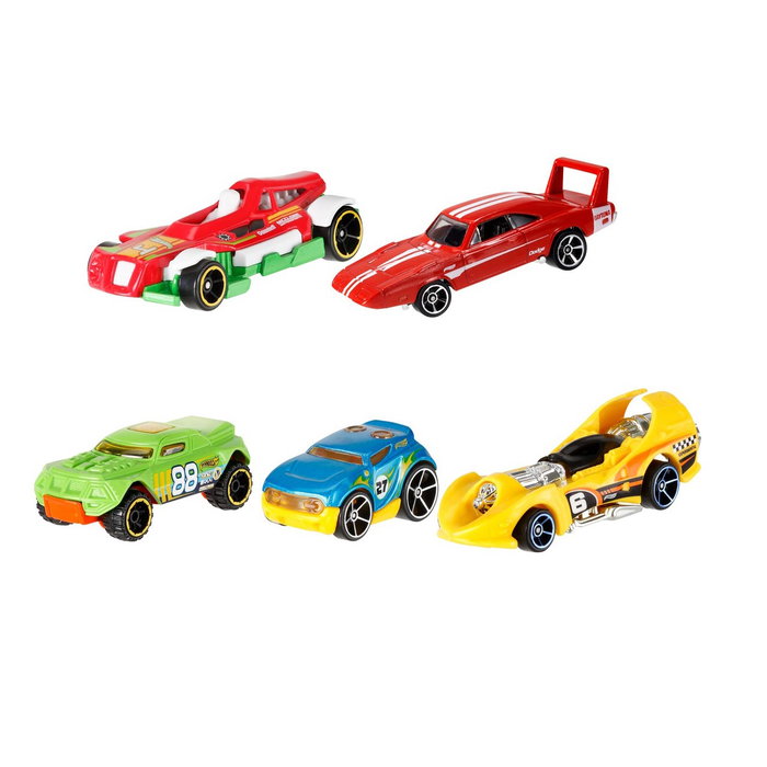 Hot Wheels Pack de 5 Vehículos 1806 - Coches Metálicos a Escala 1/64 para Colección y Pistas