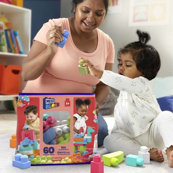 Mattel Bolsa Construccion Mega Blocks 60 Piezas Rosa