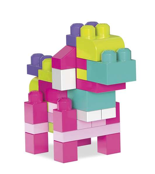 Mattel Bolsa Construccion Mega Blocks 60 Piezas Rosa