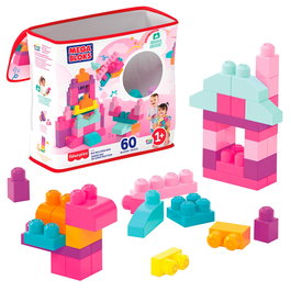 Mega Bloks Bolsa Rosa 60 Bloques de Construcción para Bebés +12 Meses